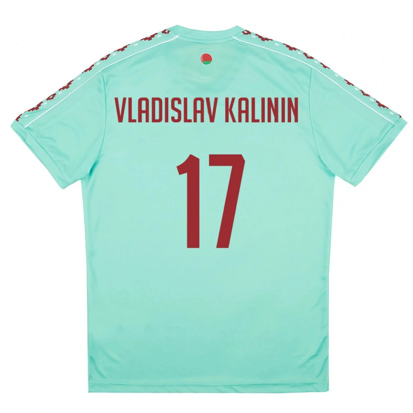 Danxen Hombre Camiseta Bielorrusia Vladislav Kalinin #17 Verde Claro Borgoña 2ª Equipación 26-28 La Camisa