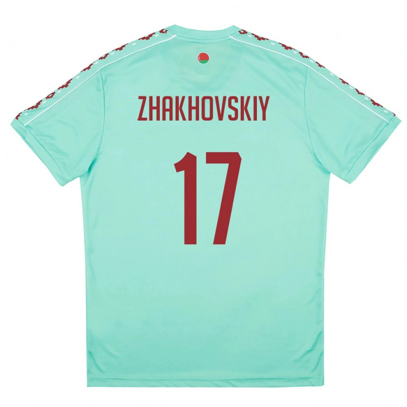 Danxen Hombre Camiseta Bielorrusia Ivan Zhakhovskiy #17 Verde Claro Borgoña 2ª Equipación 26-28 La Camisa
