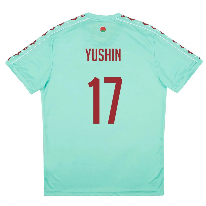 Danxen Hombre Camiseta Bielorrusia Lavr Yushin #17 Verde Claro Borgoña 2ª Equipación 26-28 La Camisa