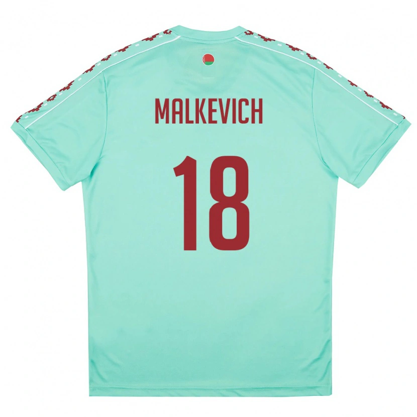 Danxen Hombre Camiseta Bielorrusia Vladislav Malkevich #18 Verde Claro Borgoña 2ª Equipación 26-28 La Camisa