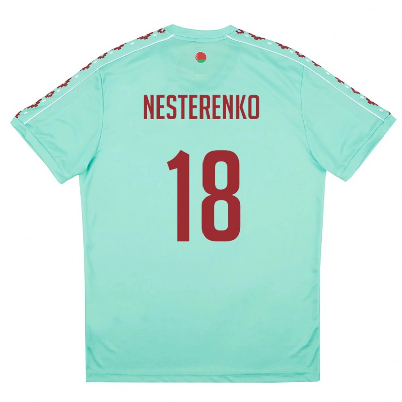 Danxen Hombre Camiseta Bielorrusia Evgeniy Nesterenko #18 Verde Claro Borgoña 2ª Equipación 26-28 La Camisa