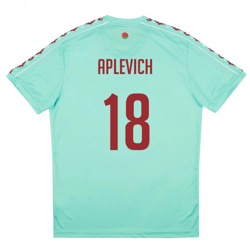 Danxen Hombre Camiseta Bielorrusia Arseniy Aplevich #18 Verde Claro Borgoña 2ª Equipación 26-28 La Camisa