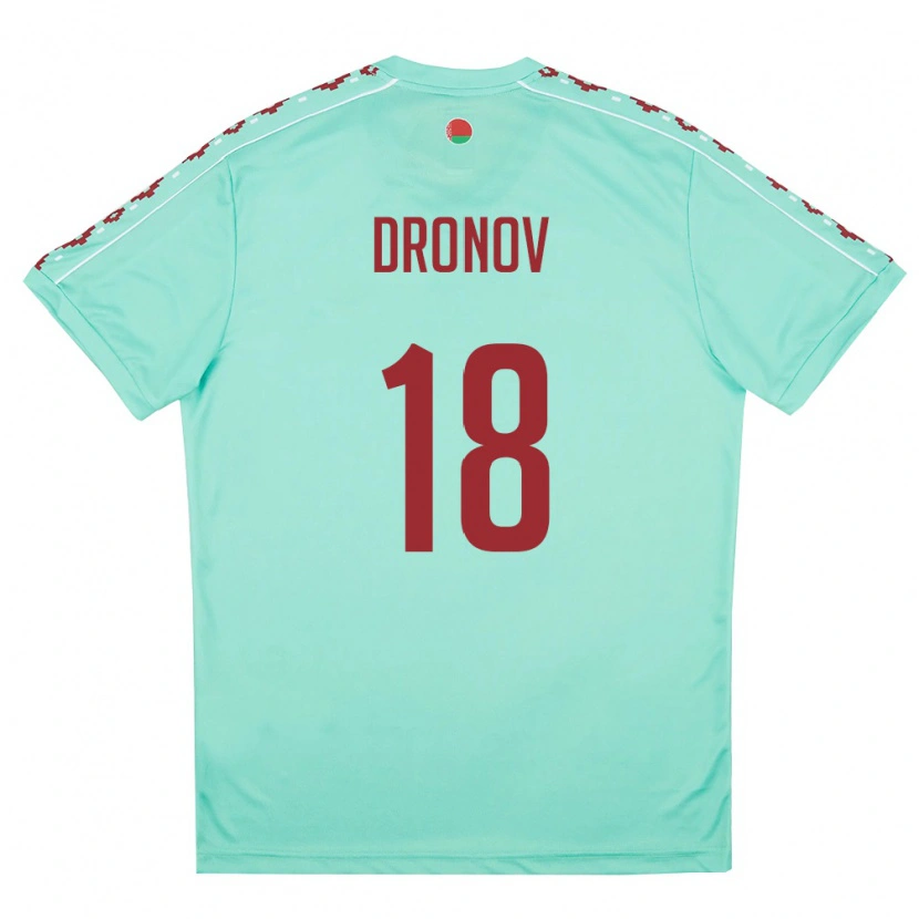 Danxen Hombre Camiseta Bielorrusia Stanislav Dronov #18 Verde Claro Borgoña 2ª Equipación 26-28 La Camisa