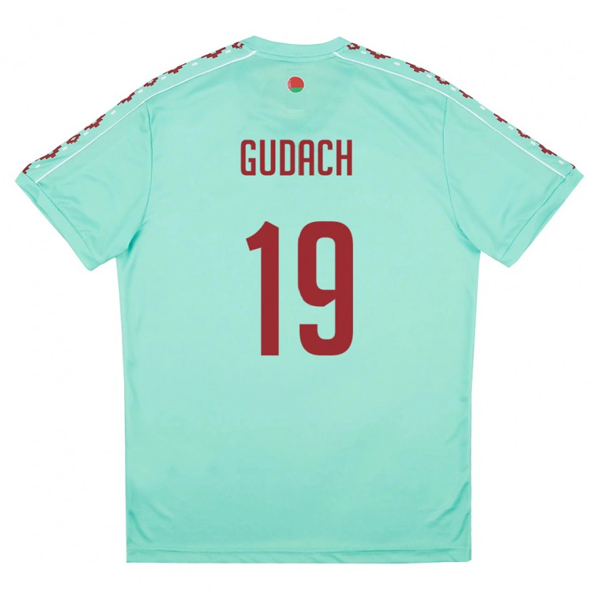 Danxen Hombre Camiseta Bielorrusia Timofey Gudach #19 Verde Claro Borgoña 2ª Equipación 26-28 La Camisa