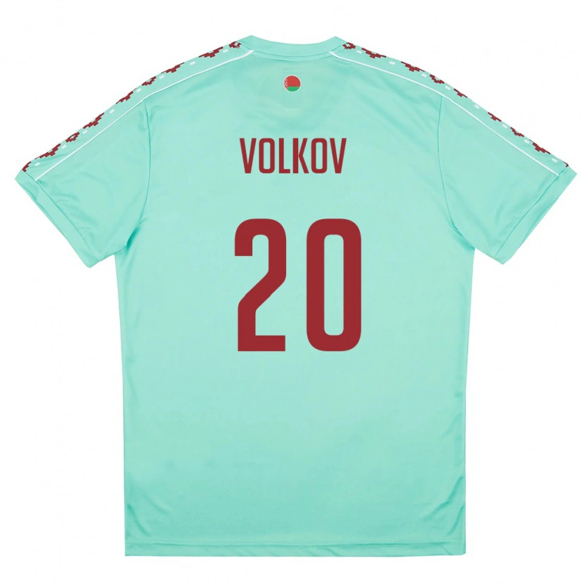 Danxen Hombre Camiseta Bielorrusia Zakhar Volkov #20 Verde Claro Borgoña 2ª Equipación 26-28 La Camisa
