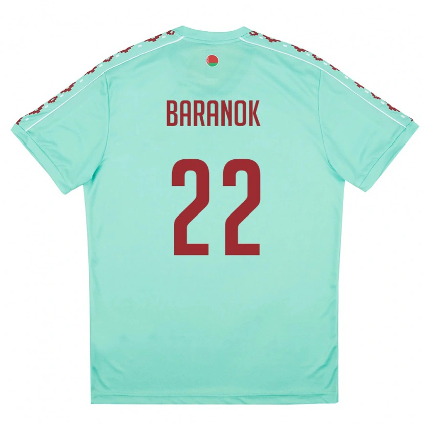 Danxen Hombre Camiseta Bielorrusia Nikita Baranok #22 Verde Claro Borgoña 2ª Equipación 26-28 La Camisa