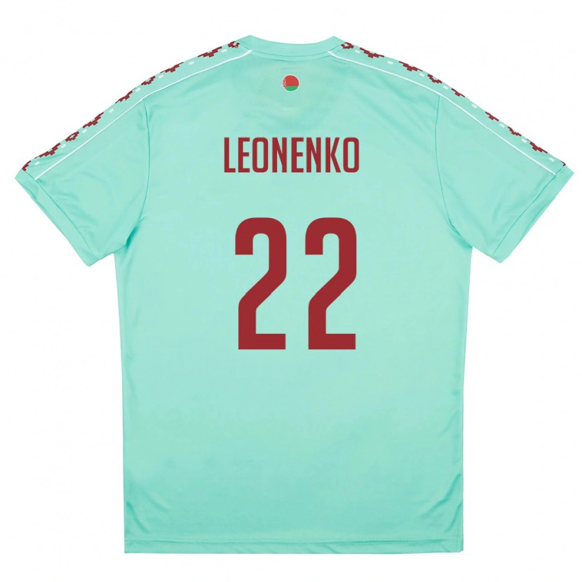 Danxen Hombre Camiseta Bielorrusia Danila Leonenko #22 Verde Claro Borgoña 2ª Equipación 26-28 La Camisa