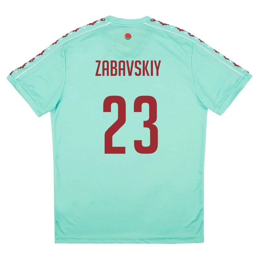 Danxen Hombre Camiseta Bielorrusia Matvey Zabavskiy #23 Verde Claro Borgoña 2ª Equipación 26-28 La Camisa