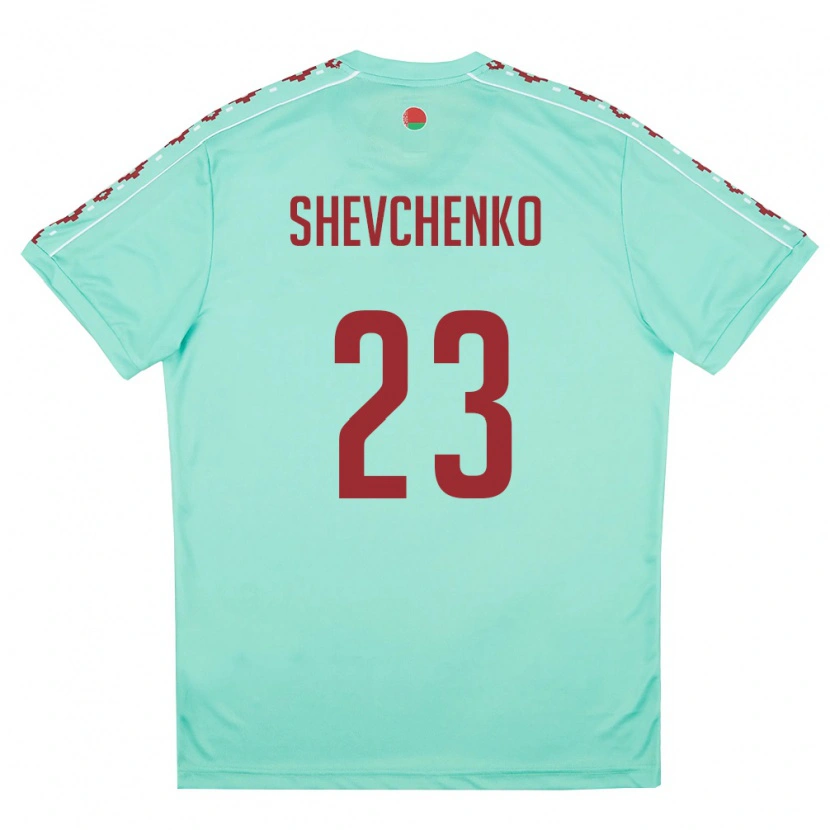 Danxen Hombre Camiseta Bielorrusia Gleb Shevchenko #23 Verde Claro Borgoña 2ª Equipación 26-28 La Camisa