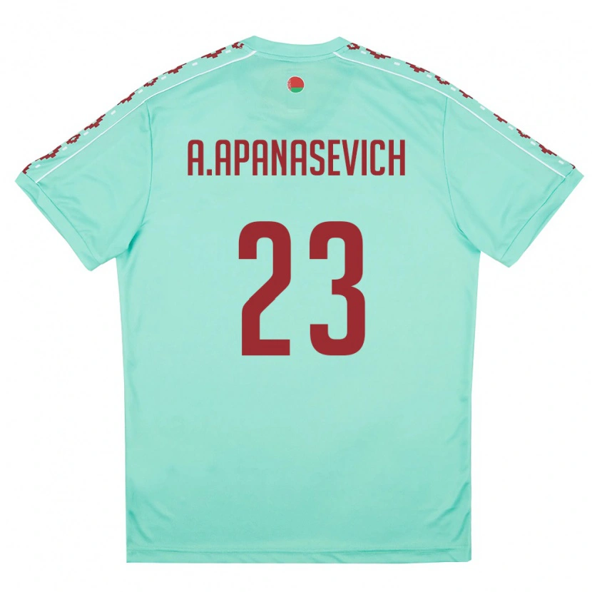 Danxen Hombre Camiseta Bielorrusia Aleksey Apanasevich #23 Verde Claro Borgoña 2ª Equipación 26-28 La Camisa