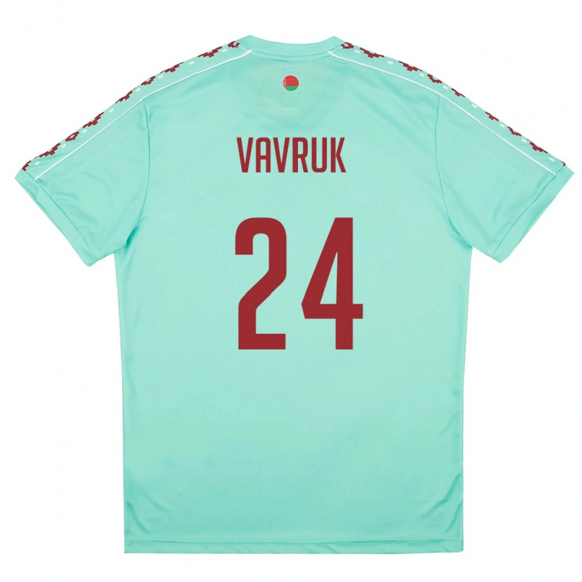 Danxen Hombre Camiseta Bielorrusia Dmitriy Vavruk #24 Verde Claro Borgoña 2ª Equipación 26-28 La Camisa