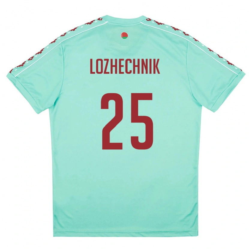 Danxen Hombre Camiseta Bielorrusia Dmitriy Lozhechnik #25 Verde Claro Borgoña 2ª Equipación 26-28 La Camisa