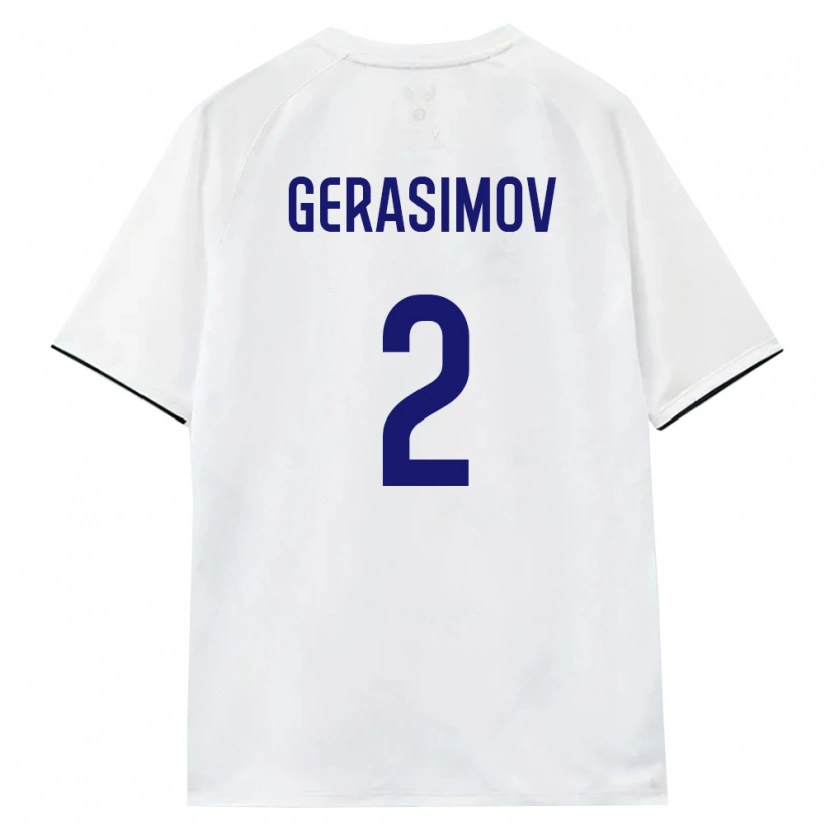 Danxen Hombre Camiseta Rusia Semen Gerasimov #2 Blanco Marrón Negro 2ª Equipación 26-28 La Camisa