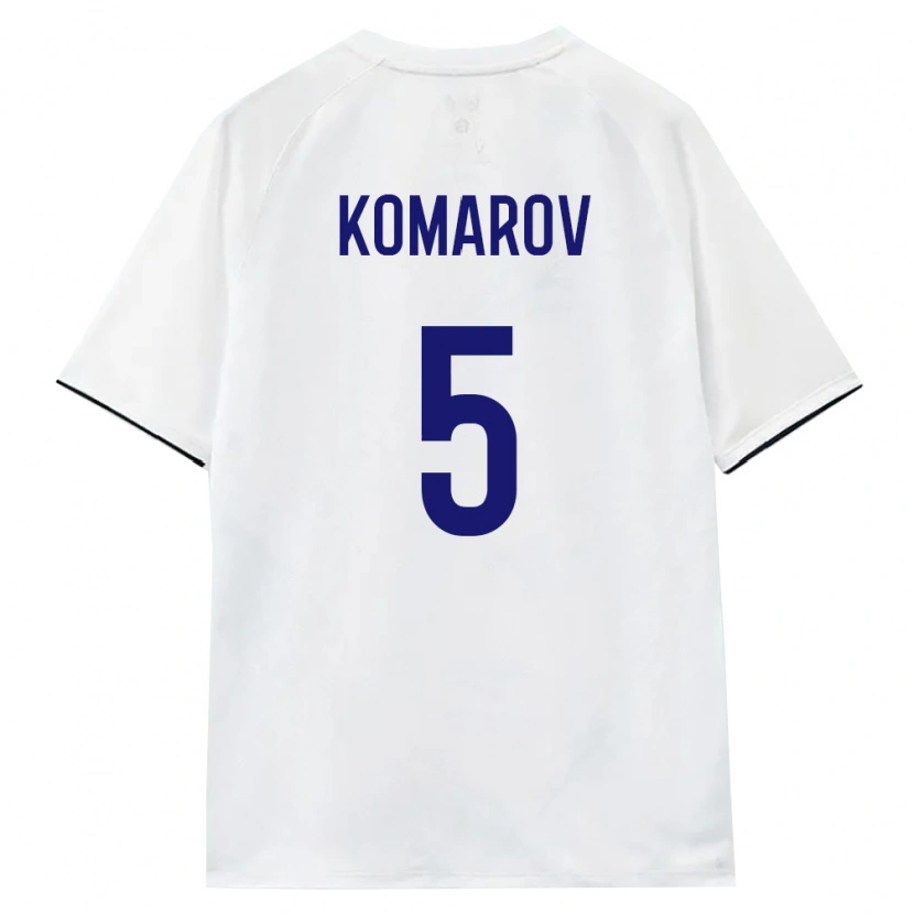 Danxen Hombre Camiseta Rusia Bulat Komarov #5 Blanco Marrón Negro 2ª Equipación 26-28 La Camisa