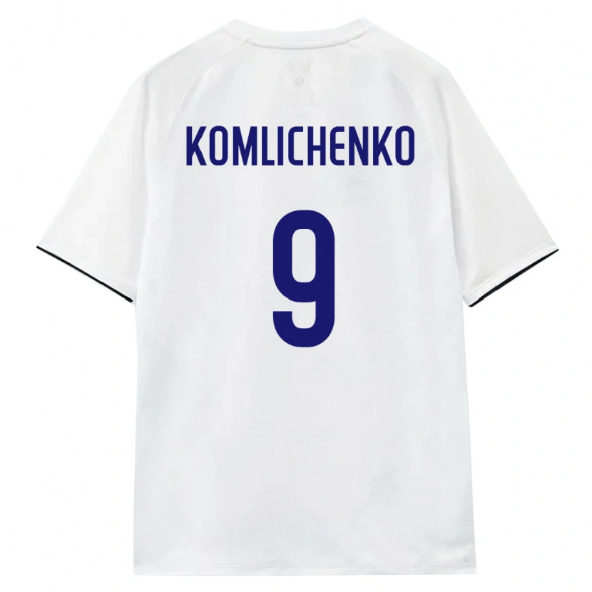 Danxen Hombre Camiseta Rusia Nikolay Komlichenko #9 Blanco Marrón Negro 2ª Equipación 26-28 La Camisa