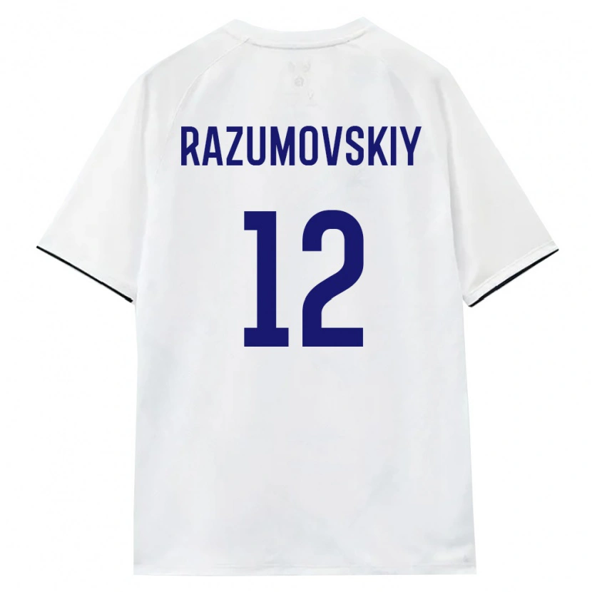 Danxen Hombre Camiseta Rusia Timofey Razumovskiy #12 Blanco Marrón Negro 2ª Equipación 26-28 La Camisa