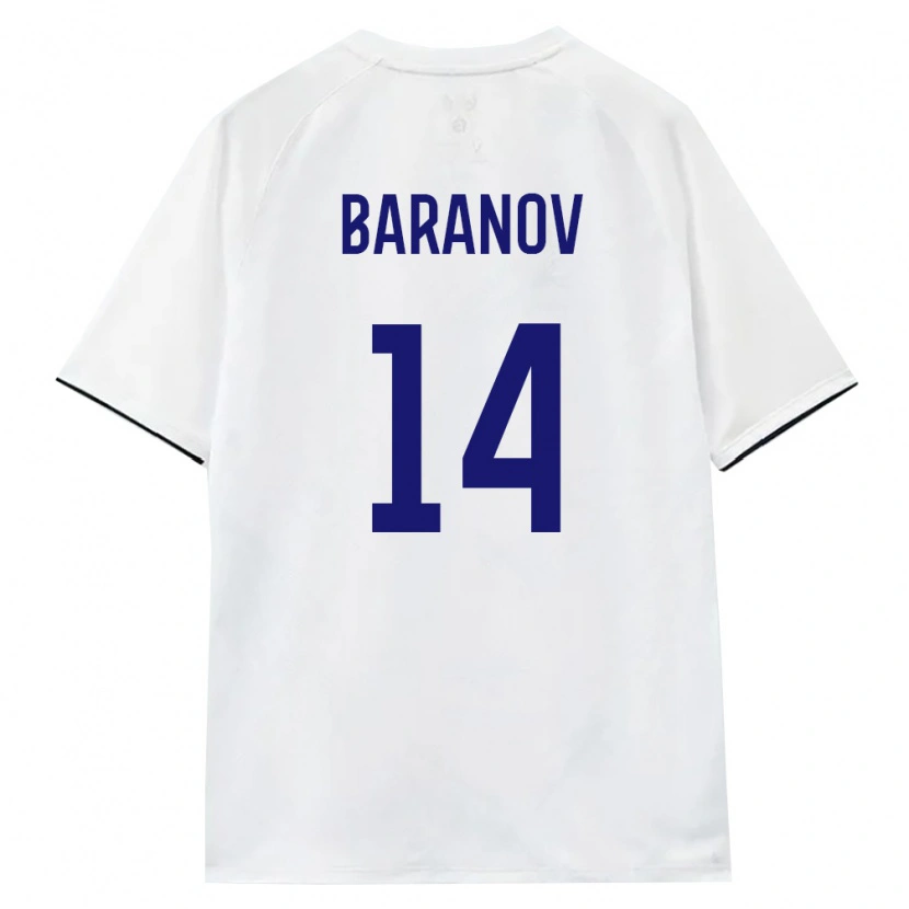 Danxen Hombre Camiseta Rusia Stanislav Baranov #14 Blanco Marrón Negro 2ª Equipación 26-28 La Camisa