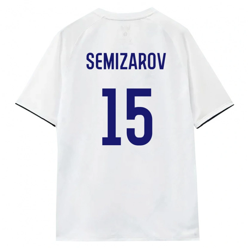 Danxen Hombre Camiseta Rusia Oleg Semizarov #15 Blanco Marrón Negro 2ª Equipación 26-28 La Camisa