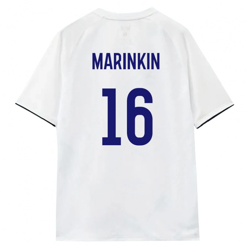 Danxen Hombre Camiseta Rusia Timofey Marinkin #16 Blanco Marrón Negro 2ª Equipación 26-28 La Camisa