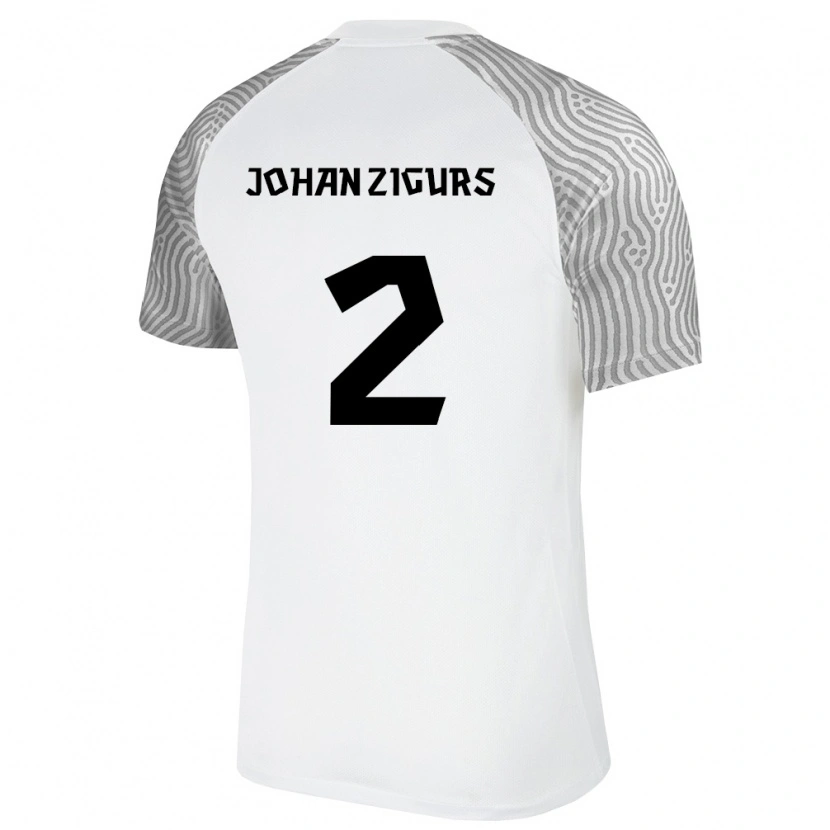 Danxen Hombre Camiseta Estonia Henri Johan Zigurs #2 Blanco Gris 2ª Equipación 26-28 La Camisa