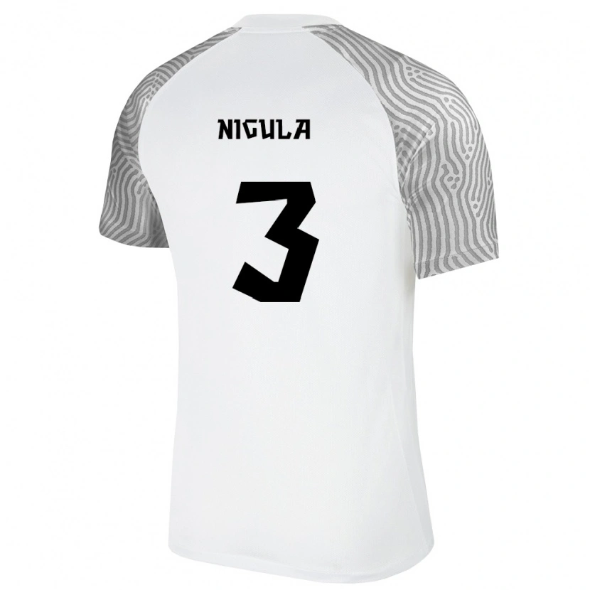 Danxen Hombre Camiseta Estonia Romet Nigula #3 Blanco Gris 2ª Equipación 26-28 La Camisa