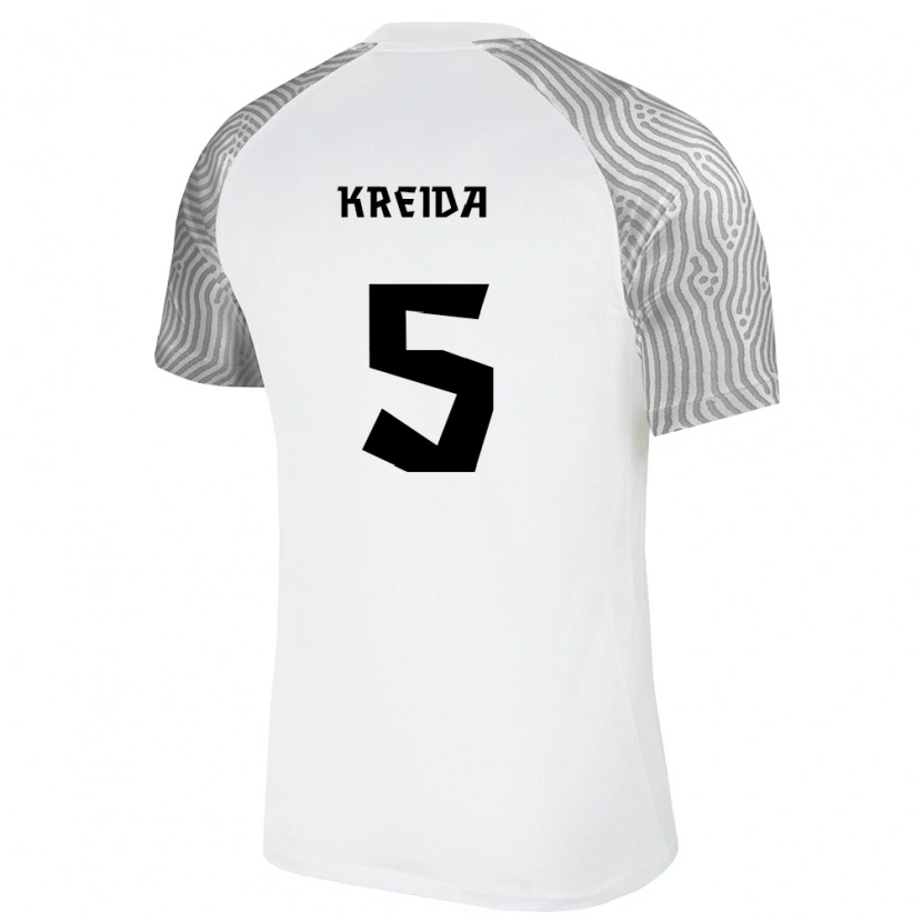 Danxen Hombre Camiseta Estonia Vladislav Kreida #5 Blanco Gris 2ª Equipación 26-28 La Camisa