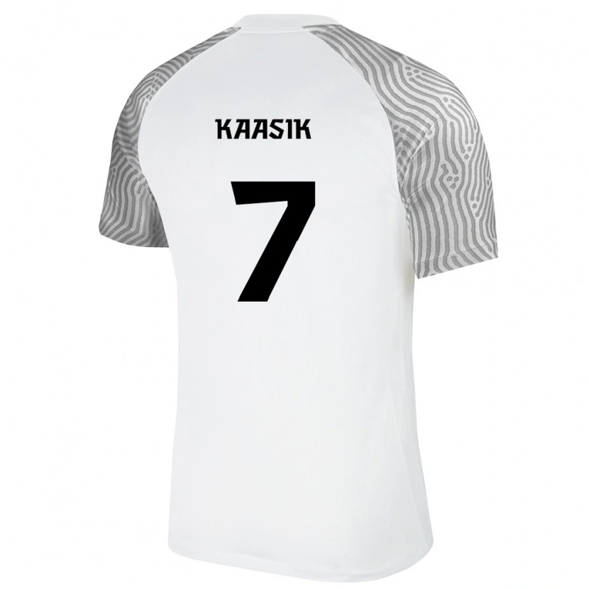 Danxen Hombre Camiseta Estonia Robert Kaasik #7 Blanco Gris 2ª Equipación 26-28 La Camisa