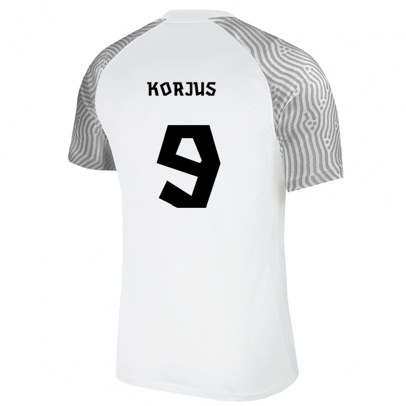 Danxen Hombre Camiseta Estonia Uku Korjus #9 Blanco Gris 2ª Equipación 26-28 La Camisa