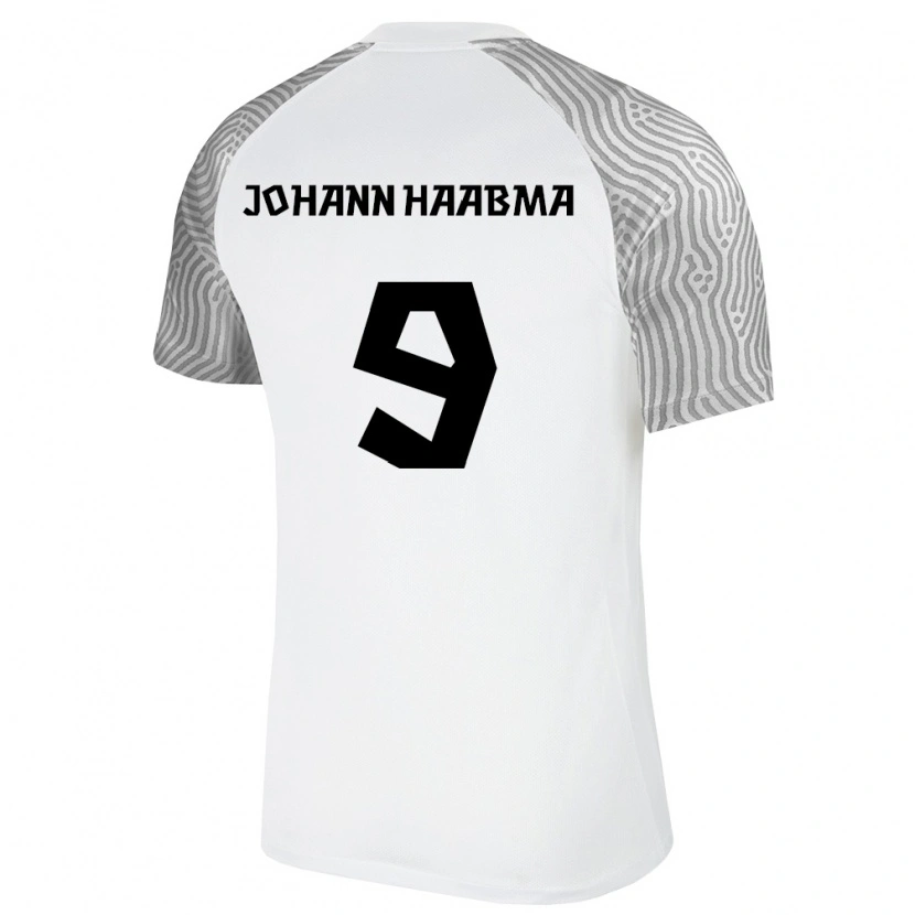 Danxen Hombre Camiseta Estonia Karl Johann Haabma #9 Blanco Gris 2ª Equipación 26-28 La Camisa