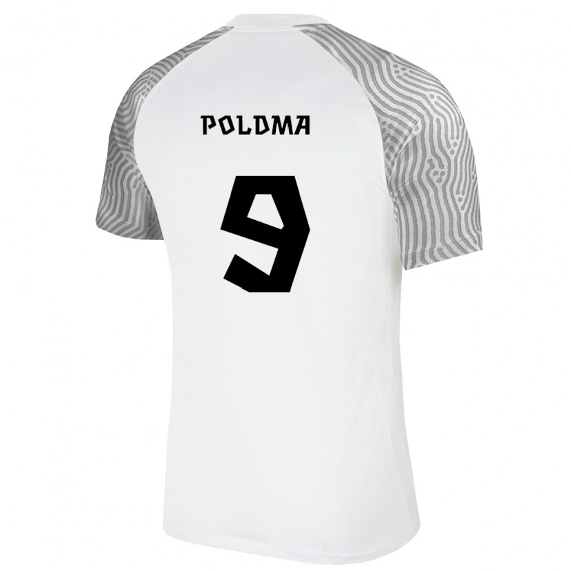 Danxen Hombre Camiseta Estonia Jaan Poldma #9 Blanco Gris 2ª Equipación 26-28 La Camisa
