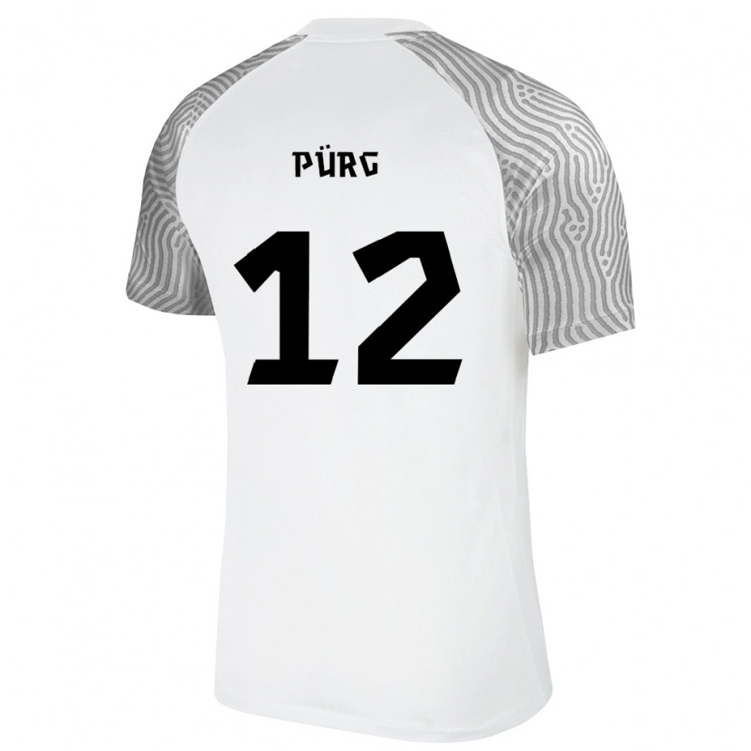 Danxen Hombre Camiseta Estonia Gregor Pürg #12 Blanco Gris 2ª Equipación 26-28 La Camisa