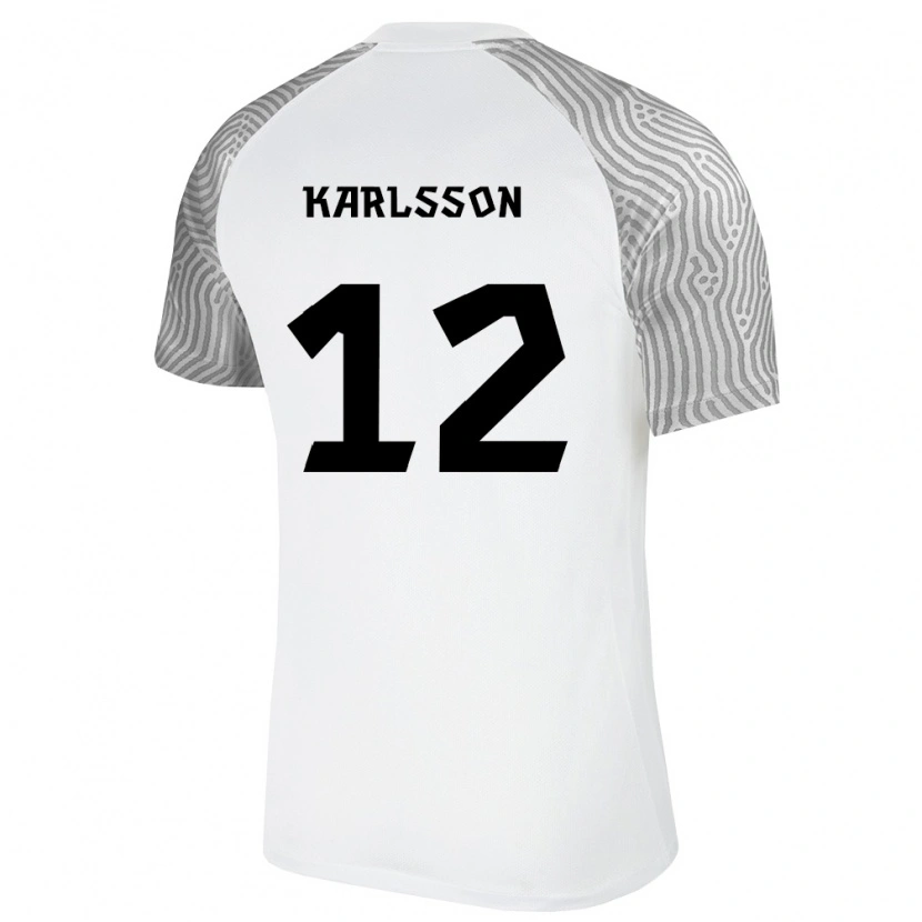 Danxen Hombre Camiseta Estonia Sander Karlsson #12 Blanco Gris 2ª Equipación 26-28 La Camisa