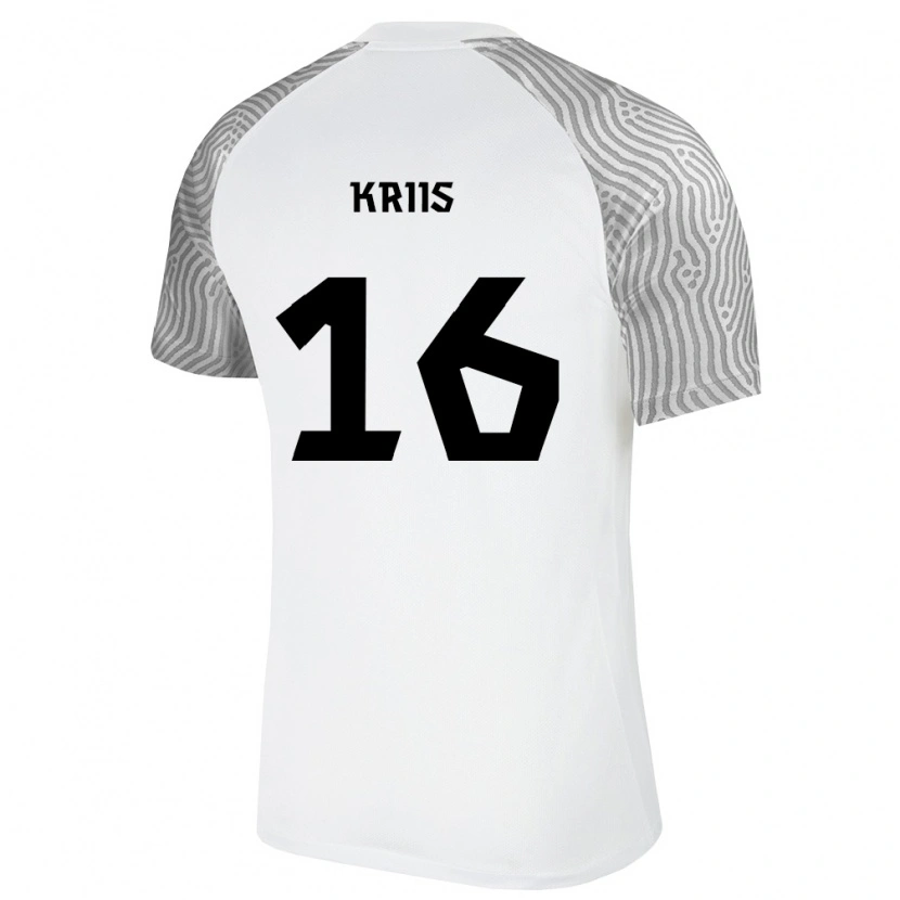Danxen Hombre Camiseta Estonia Kristjan Kriis #16 Blanco Gris 2ª Equipación 26-28 La Camisa