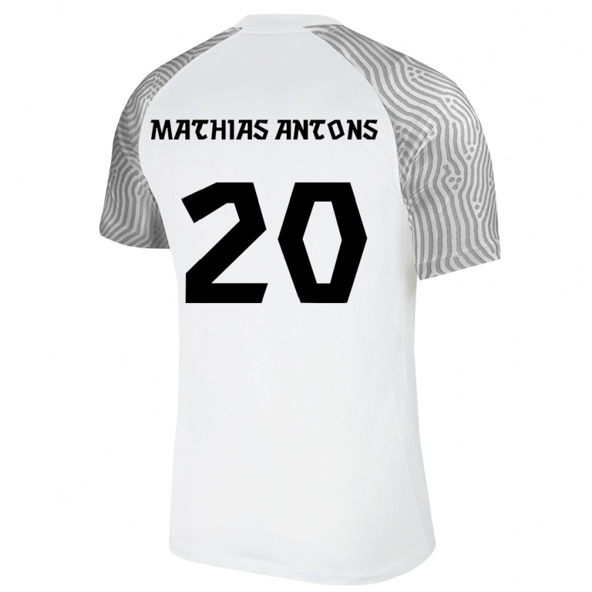 Danxen Hombre Camiseta Estonia Oskar Mathias Antons #20 Blanco Gris 2ª Equipación 26-28 La Camisa