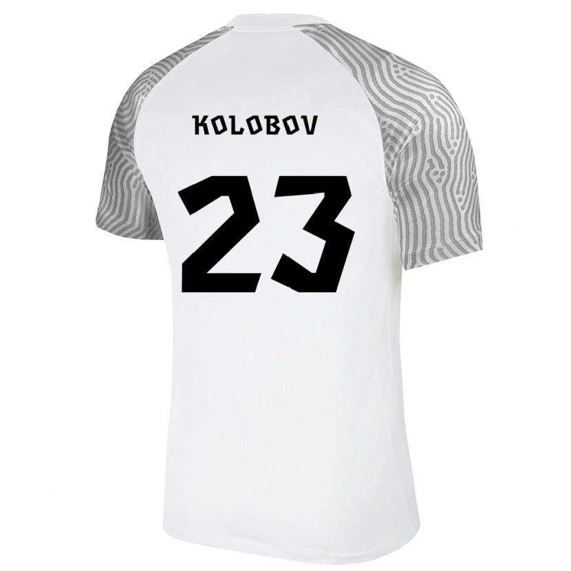 Danxen Hombre Camiseta Estonia Mihhail Kolobov #23 Blanco Gris 2ª Equipación 26-28 La Camisa