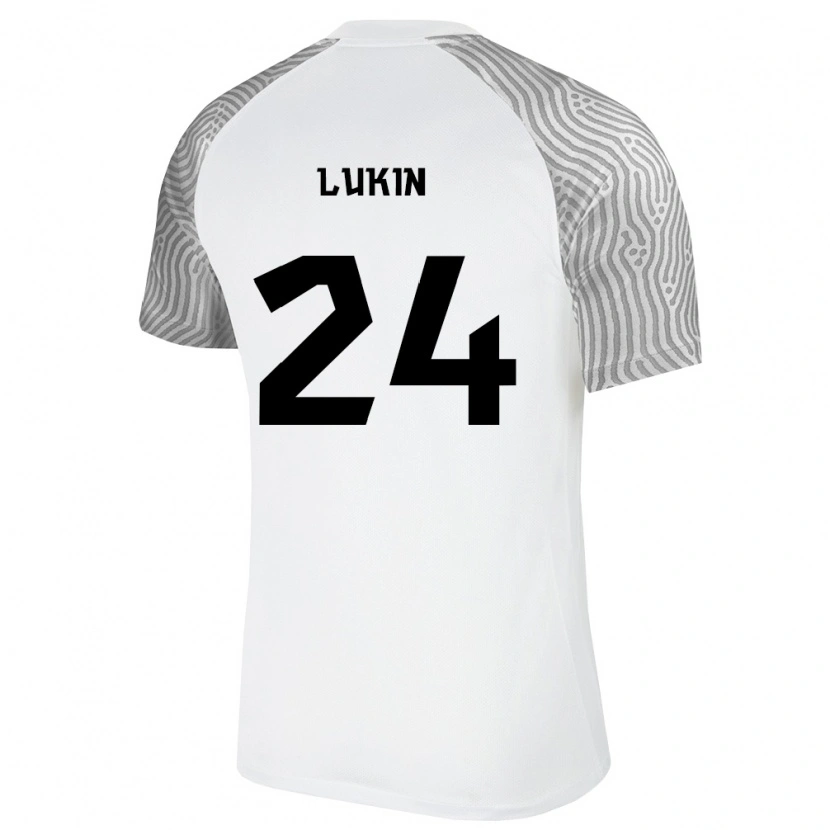 Danxen Hombre Camiseta Estonia Roman Lukin #24 Blanco Gris 2ª Equipación 26-28 La Camisa