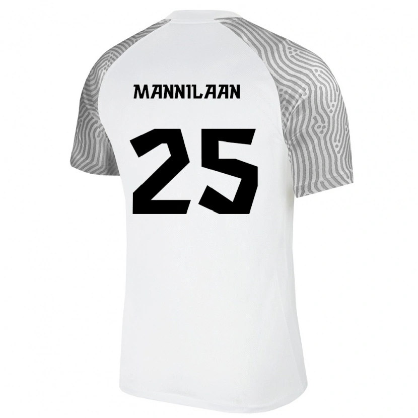 Danxen Hombre Camiseta Estonia Mattias Männilaan #25 Blanco Gris 2ª Equipación 26-28 La Camisa