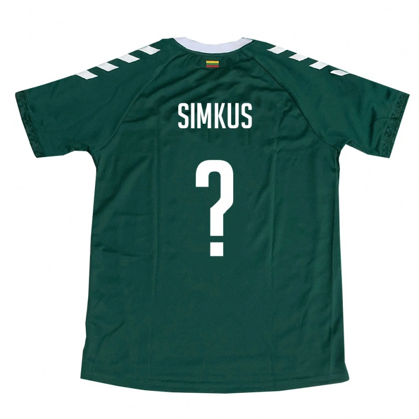 Danxen Hombre Camiseta Lituania Kajus Simkus #0 Verde Oscuro Blanco 2ª Equipación 26-28 La Camisa