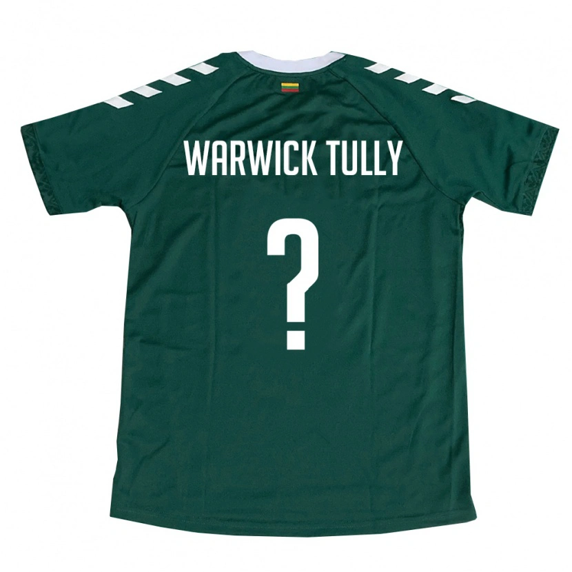 Danxen Hombre Camiseta Lituania Benjamin Warwick Tully #0 Verde Oscuro Blanco 2ª Equipación 26-28 La Camisa