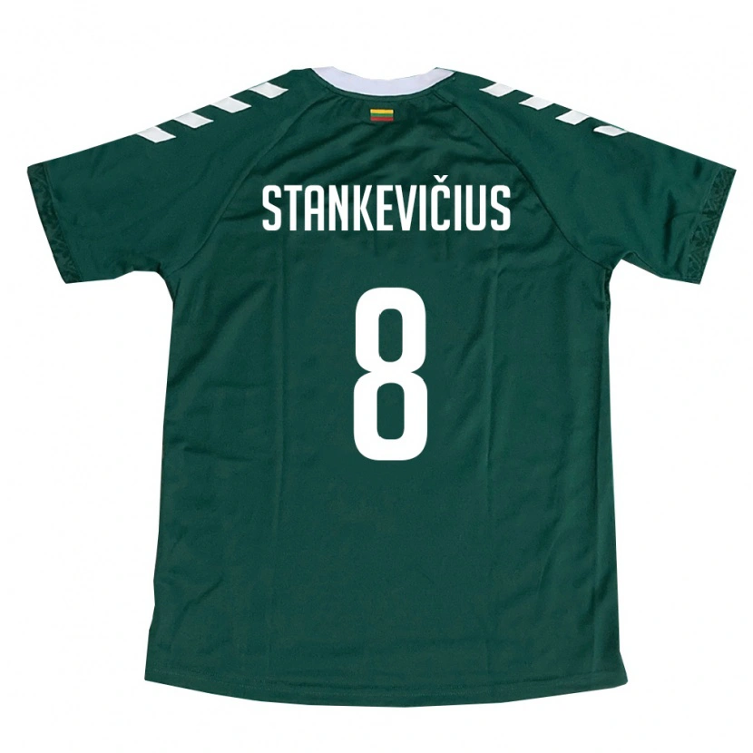 Danxen Hombre Camiseta Lituania Dariuš Stankevičius #8 Verde Oscuro Blanco 2ª Equipación 26-28 La Camisa