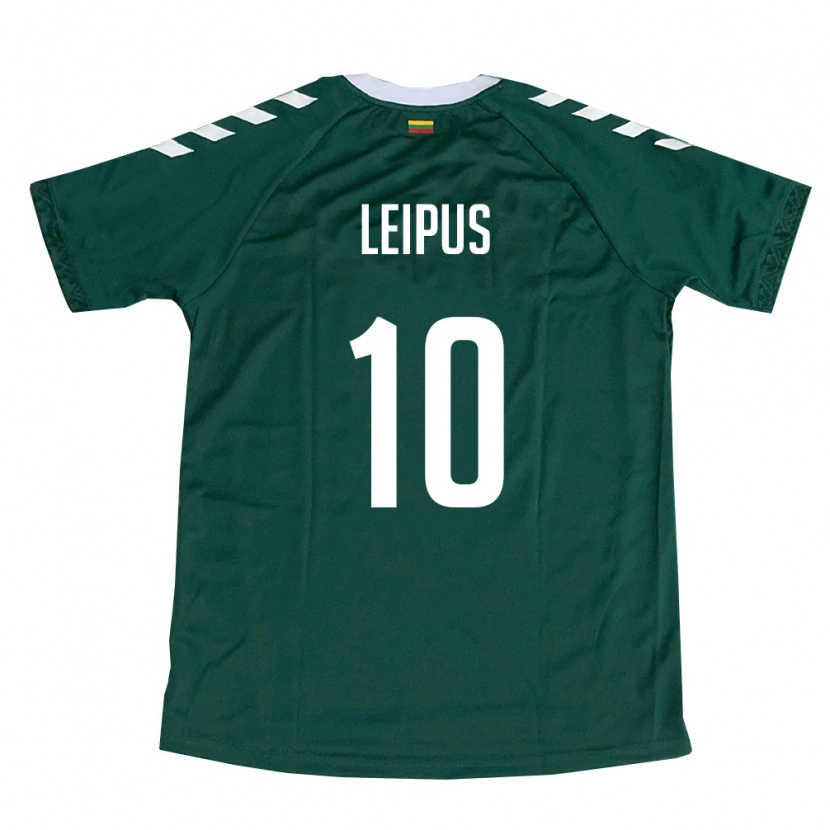 Danxen Hombre Camiseta Lituania Brooklyn Leipus #10 Verde Oscuro Blanco 2ª Equipación 26-28 La Camisa