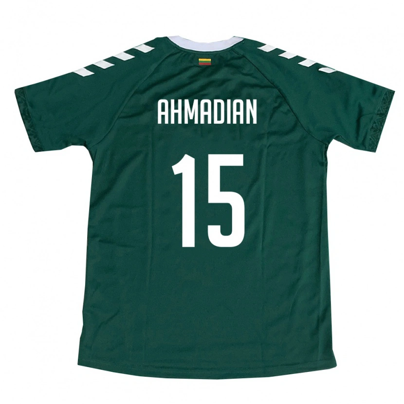 Danxen Hombre Camiseta Lituania Arijus Ahmadian #15 Verde Oscuro Blanco 2ª Equipación 26-28 La Camisa