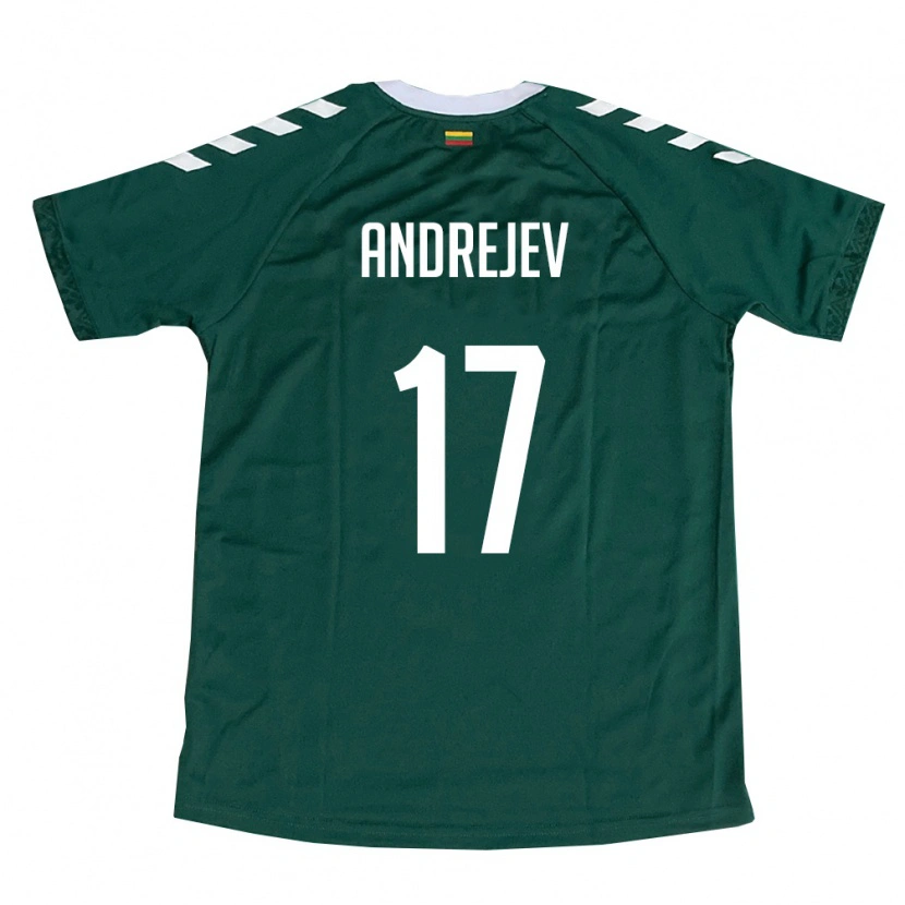 Danxen Hombre Camiseta Lituania Maksim Andrejev #17 Verde Oscuro Blanco 2ª Equipación 26-28 La Camisa