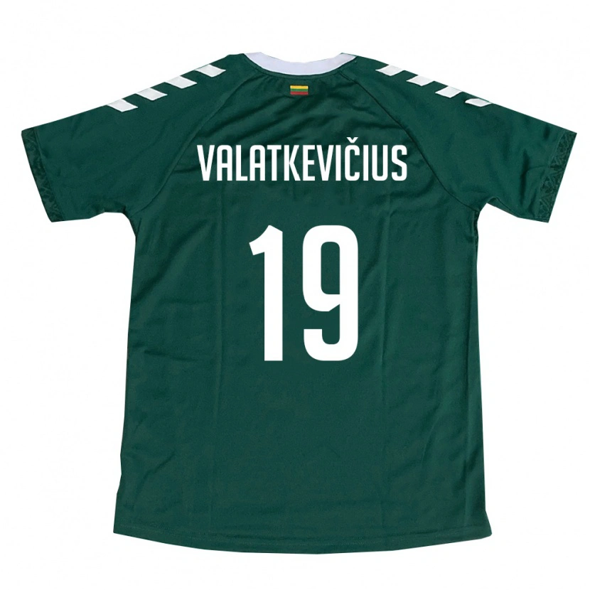 Danxen Hombre Camiseta Lituania Gvidas Valatkevičius #19 Verde Oscuro Blanco 2ª Equipación 26-28 La Camisa