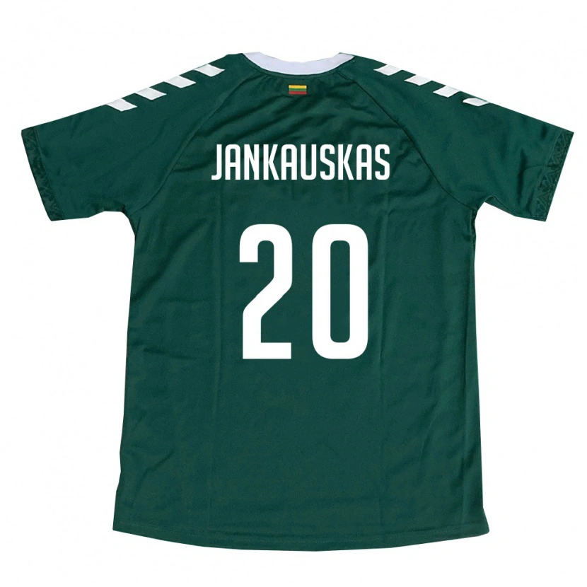 Danxen Hombre Camiseta Lituania Eligijus Jankauskas #20 Verde Oscuro Blanco 2ª Equipación 26-28 La Camisa
