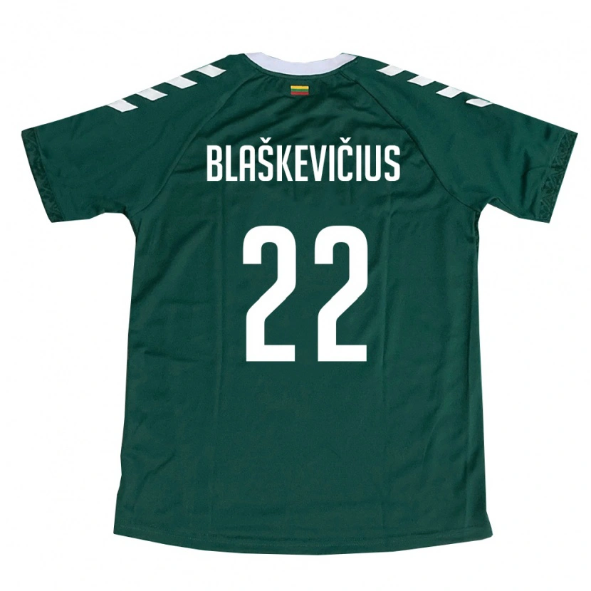 Danxen Hombre Camiseta Lituania Nedas Blaškevičius #22 Verde Oscuro Blanco 2ª Equipación 26-28 La Camisa