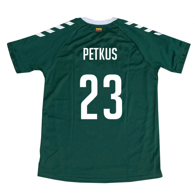 Danxen Hombre Camiseta Lituania Nojus Petkus #23 Verde Oscuro Blanco 2ª Equipación 26-28 La Camisa