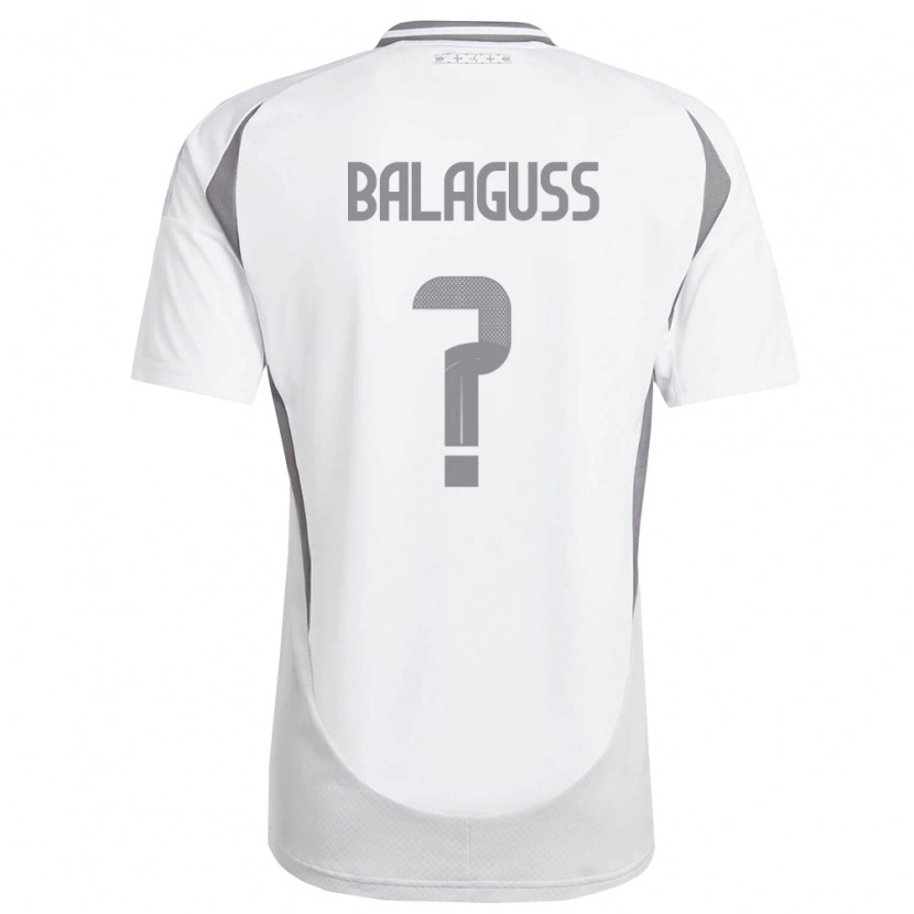 Danxen Hombre Camiseta Letonia Nils Balaguss #0 Blanco Gris Oscuro 2ª Equipación 26-28 La Camisa