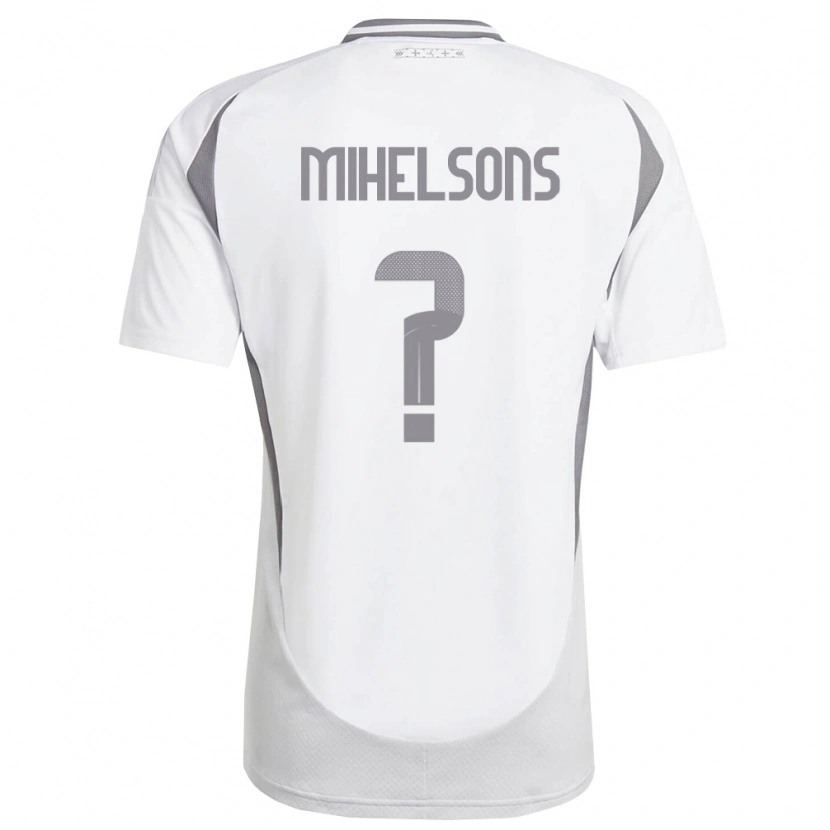 Danxen Hombre Camiseta Letonia Rendijs Mihelsons #0 Blanco Gris Oscuro 2ª Equipación 26-28 La Camisa