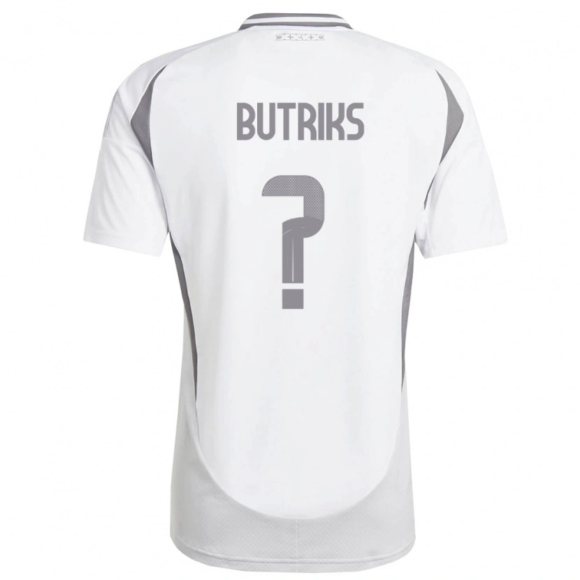 Danxen Hombre Camiseta Letonia Artjoms Butriks #0 Blanco Gris Oscuro 2ª Equipación 26-28 La Camisa